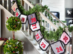 Homemade Christmas Staircase Decor