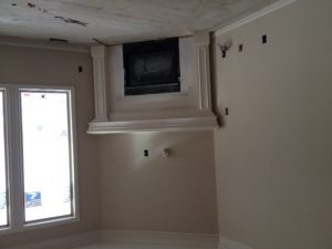 Fireplace and Mantle Progress in New Construction Home